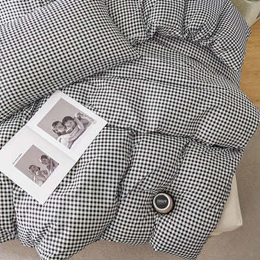 Plaid Quilt Cover 3Piece Bedding Set